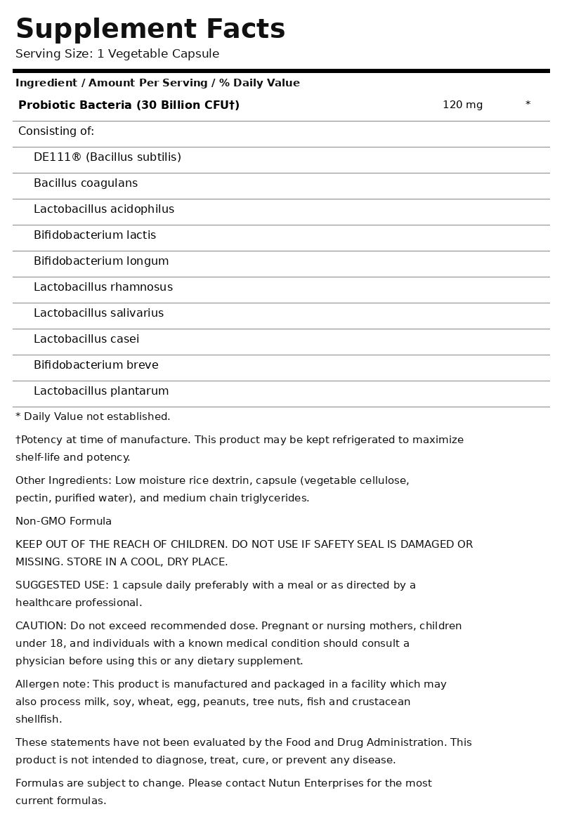 Private Label 30 Billion Biotic Supplement Facts Wholesale Distributor