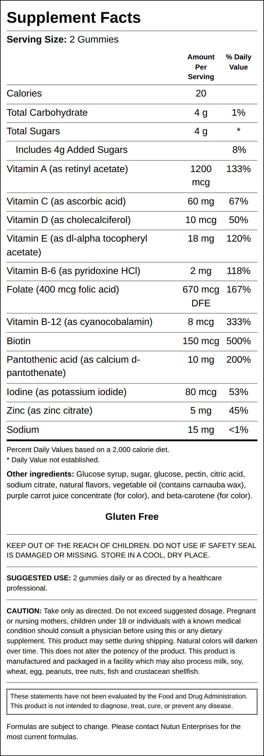 Private Label Advanced Multi Vitamin Gummies Supplement Facts Wholesale Distributor