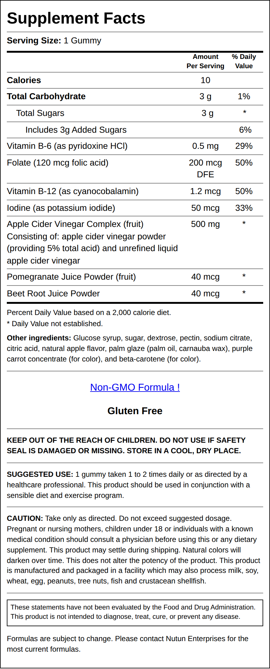 Private Label Apple Cider Vinegar Gummies Supplement Facts Wholesale Distributor