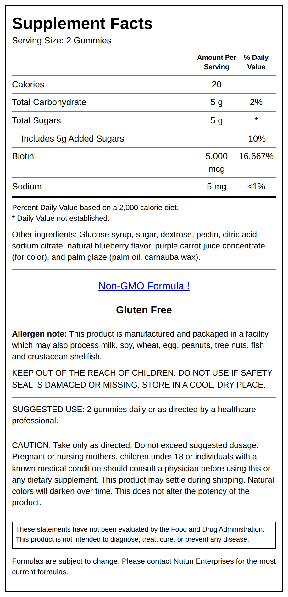 Private Label Biotin Gummy Supplement Facts Wholesale Distributor