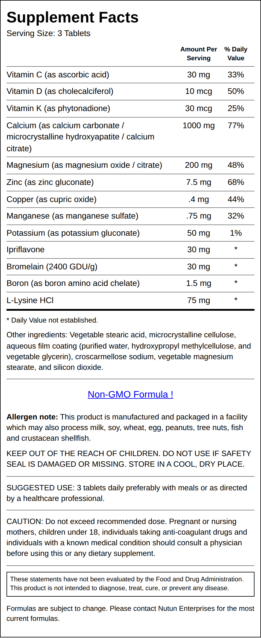 Private Label Bone Health Supplement Facts Wholesale Distributor