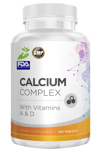 Bottle of Calcium Complex with vitamins A and D tablets for wholesale and private label orders