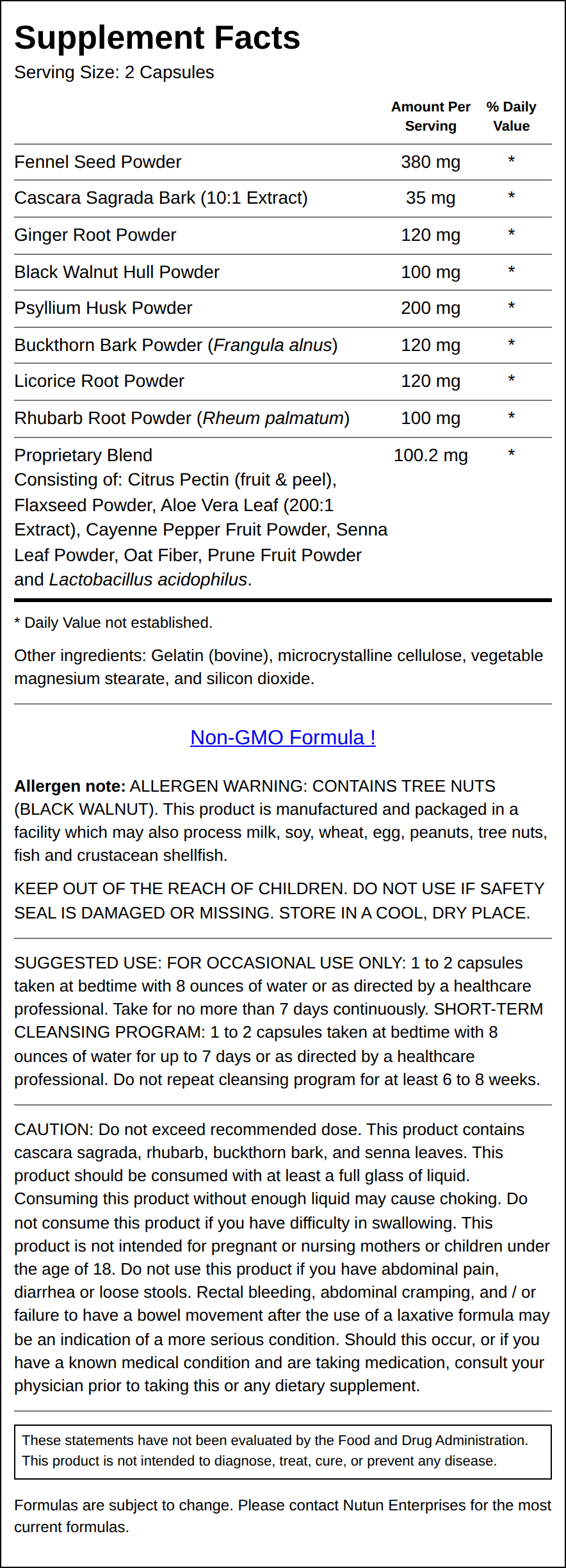 Private Label Colon Complex Supplement Facts Wholesale Distributor