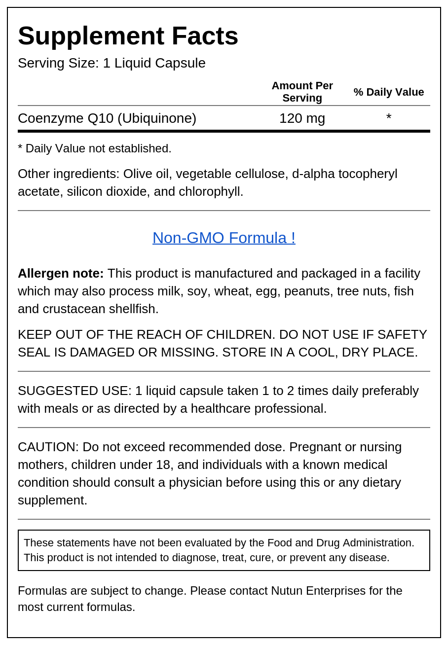 Private Label Coq10 120mg Supplement Facts Wholesale Distributor