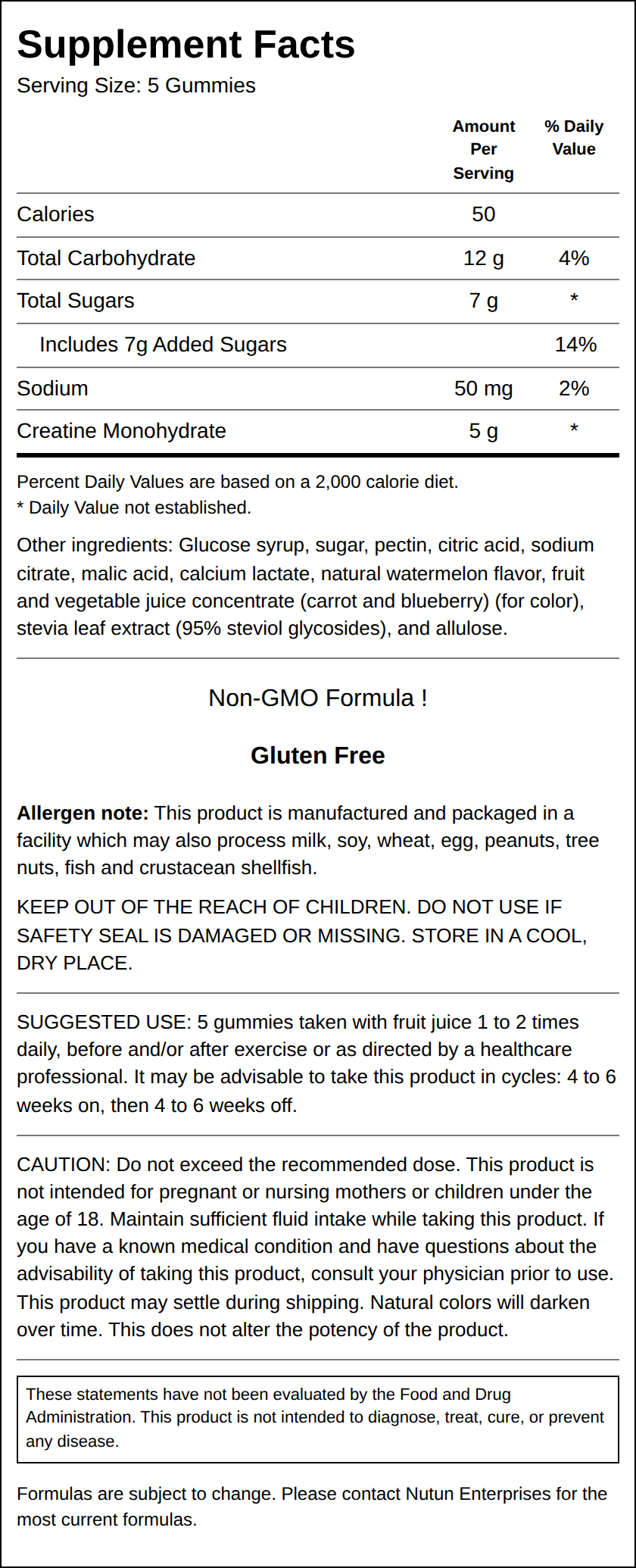 Private Label Creatine Gummy Sour Watermelon Supplement Facts Wholesale Distributor