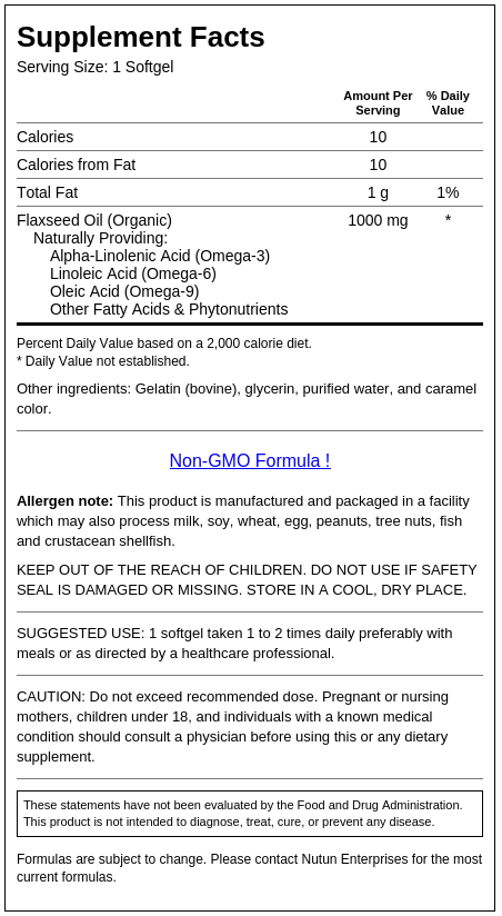 Private Label Flaxseed 1000mg Supplement Facts Wholesale Distributor