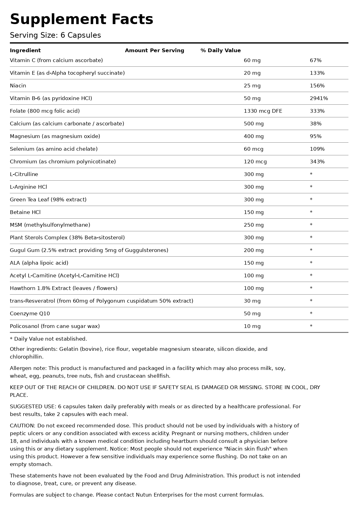 Private Label Heart Formula Supplement Facts Wholesale Distributor
