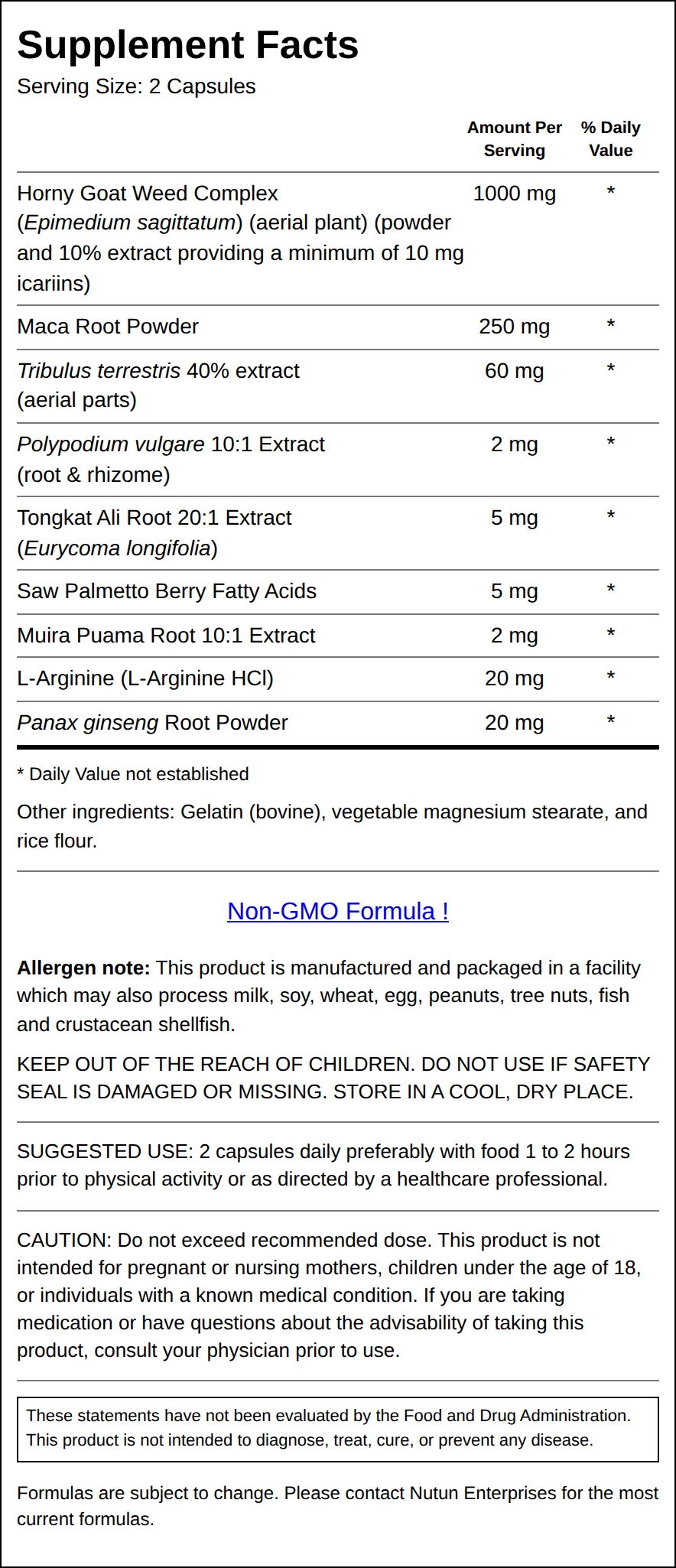 Private Label Horny Goat Weed Supplement Facts Wholesale Distributor