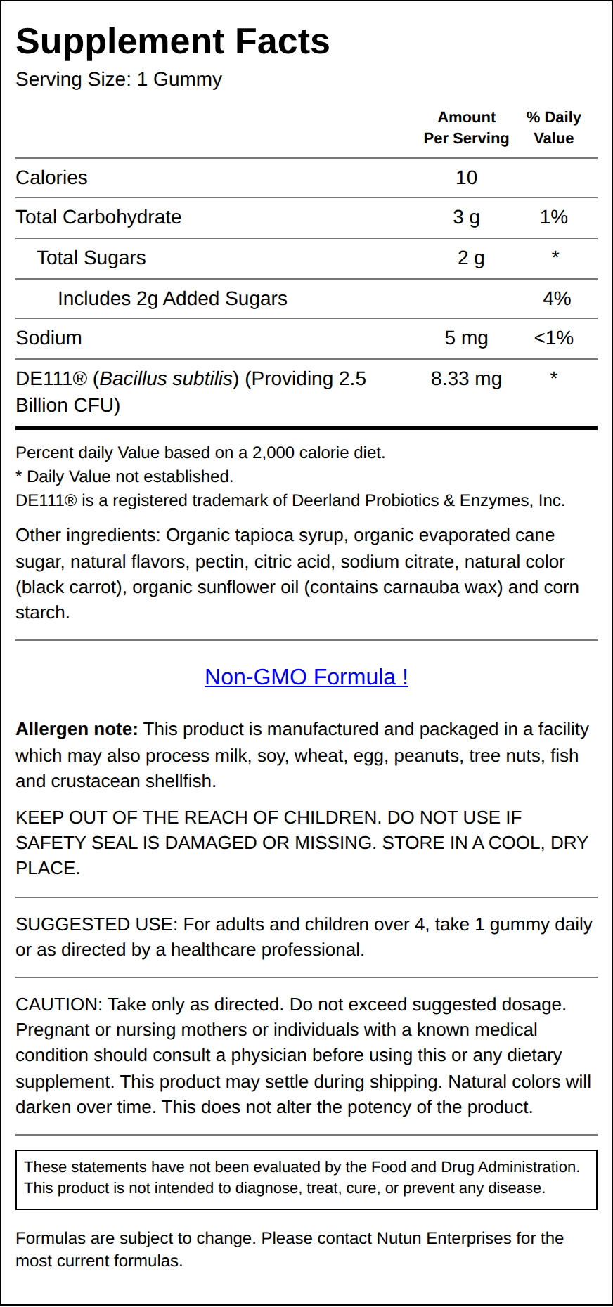 Private Label Kids Organic Probiotic Gummy Supplement Facts Wholesale Distributor