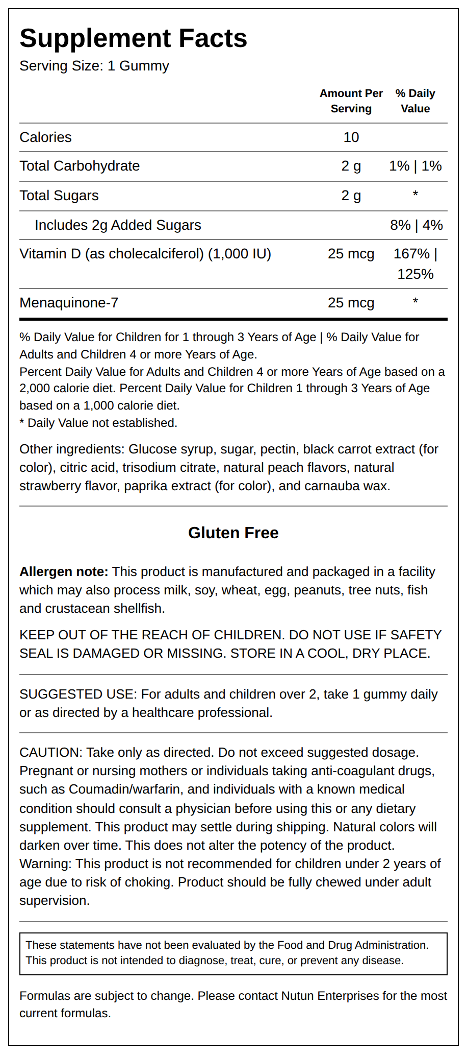 Private Label Kids Vitamin D 3 With K 2 Gummies Supplement Facts Wholesale Distributor