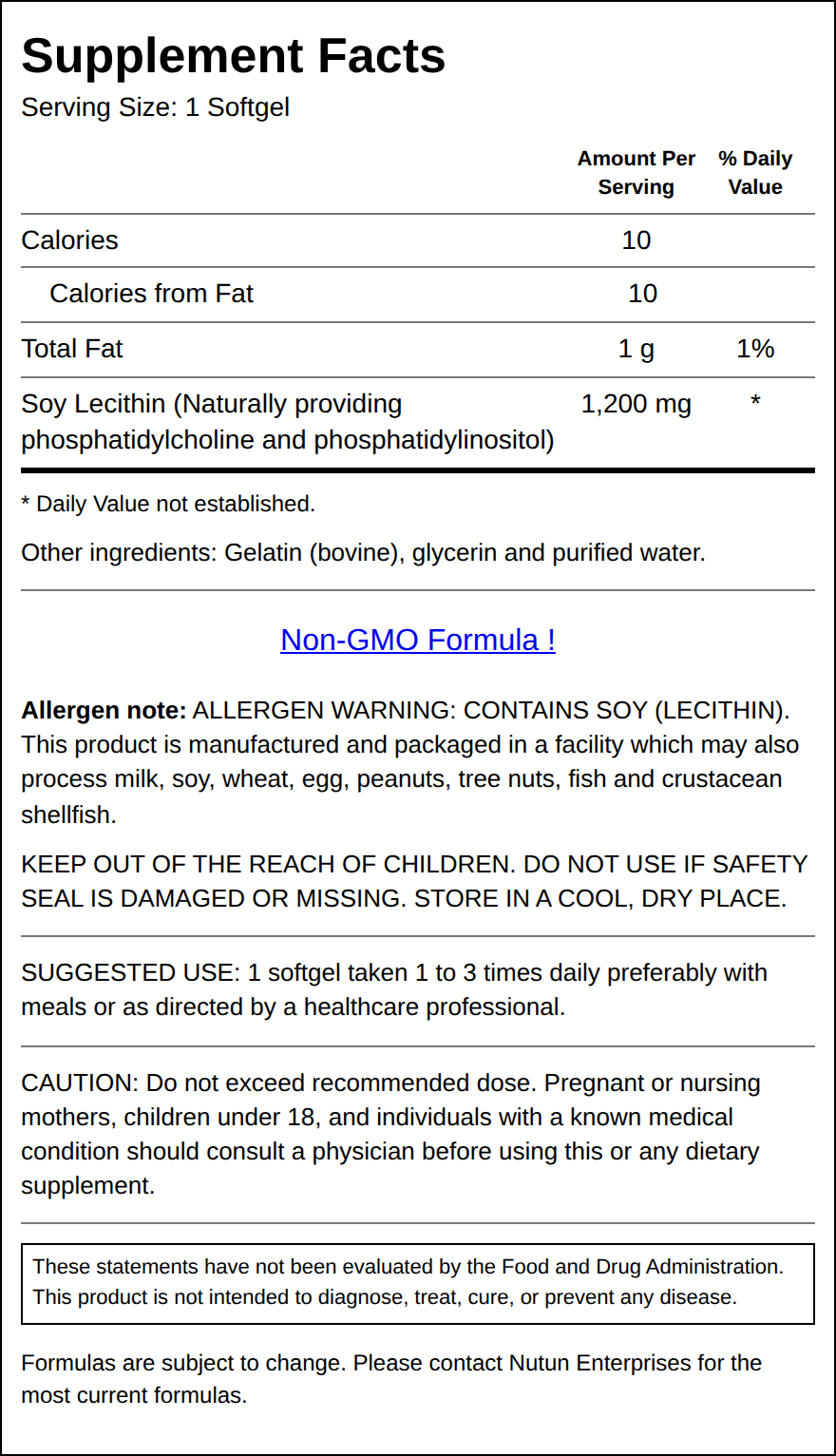 Private Label Lecithin 1200mg Supplement Facts Wholesale Distributor
