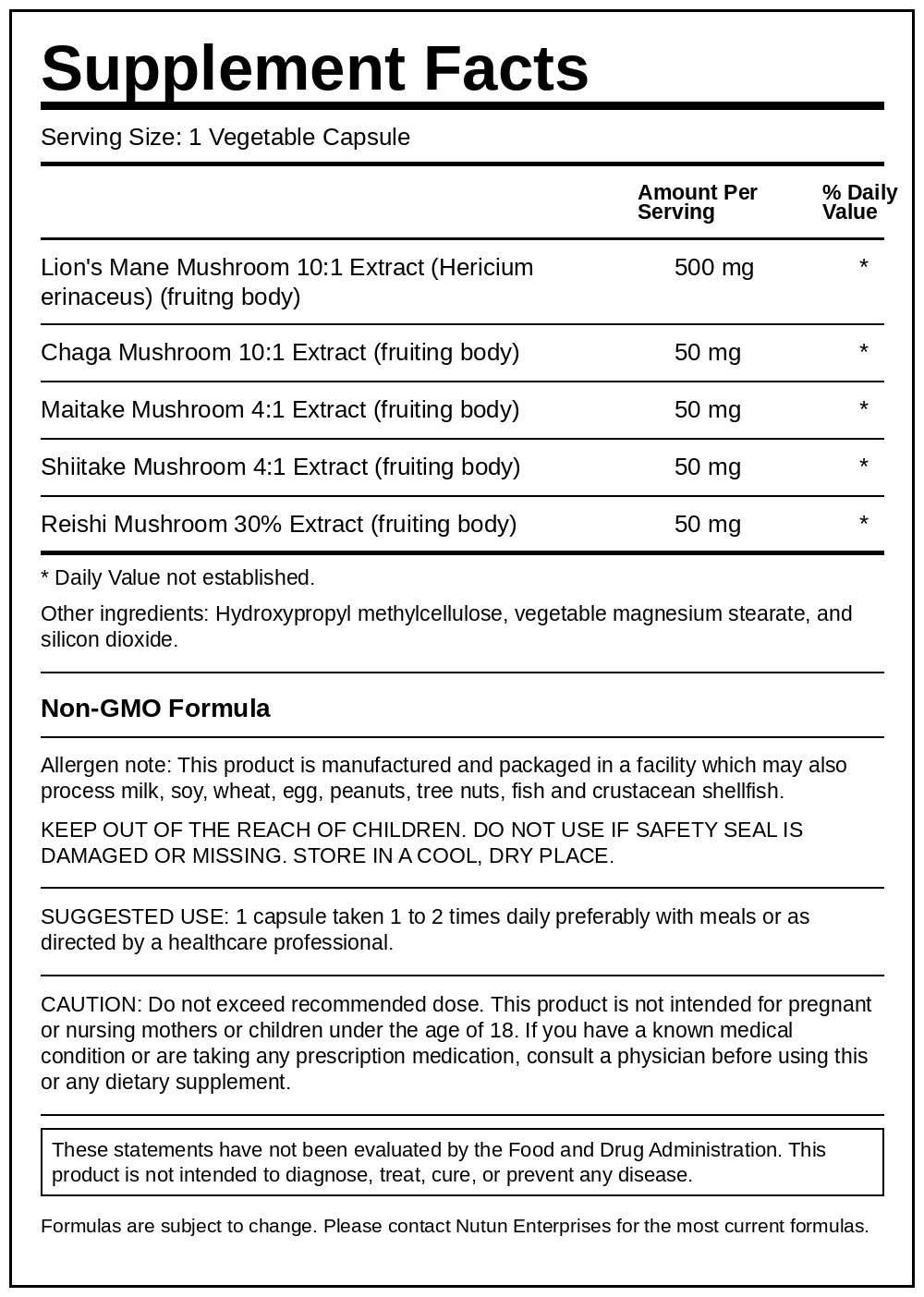 Private Label Lions Mane Complex Supplement Facts Wholesale Distributor
