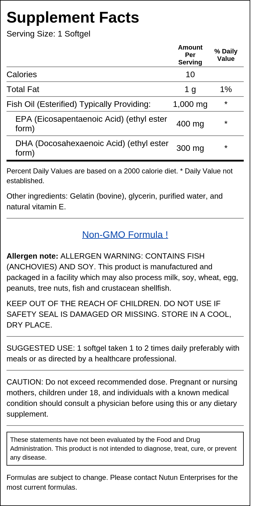 Private Label Mega Epa Dha Supplement Facts Wholesale Distributor