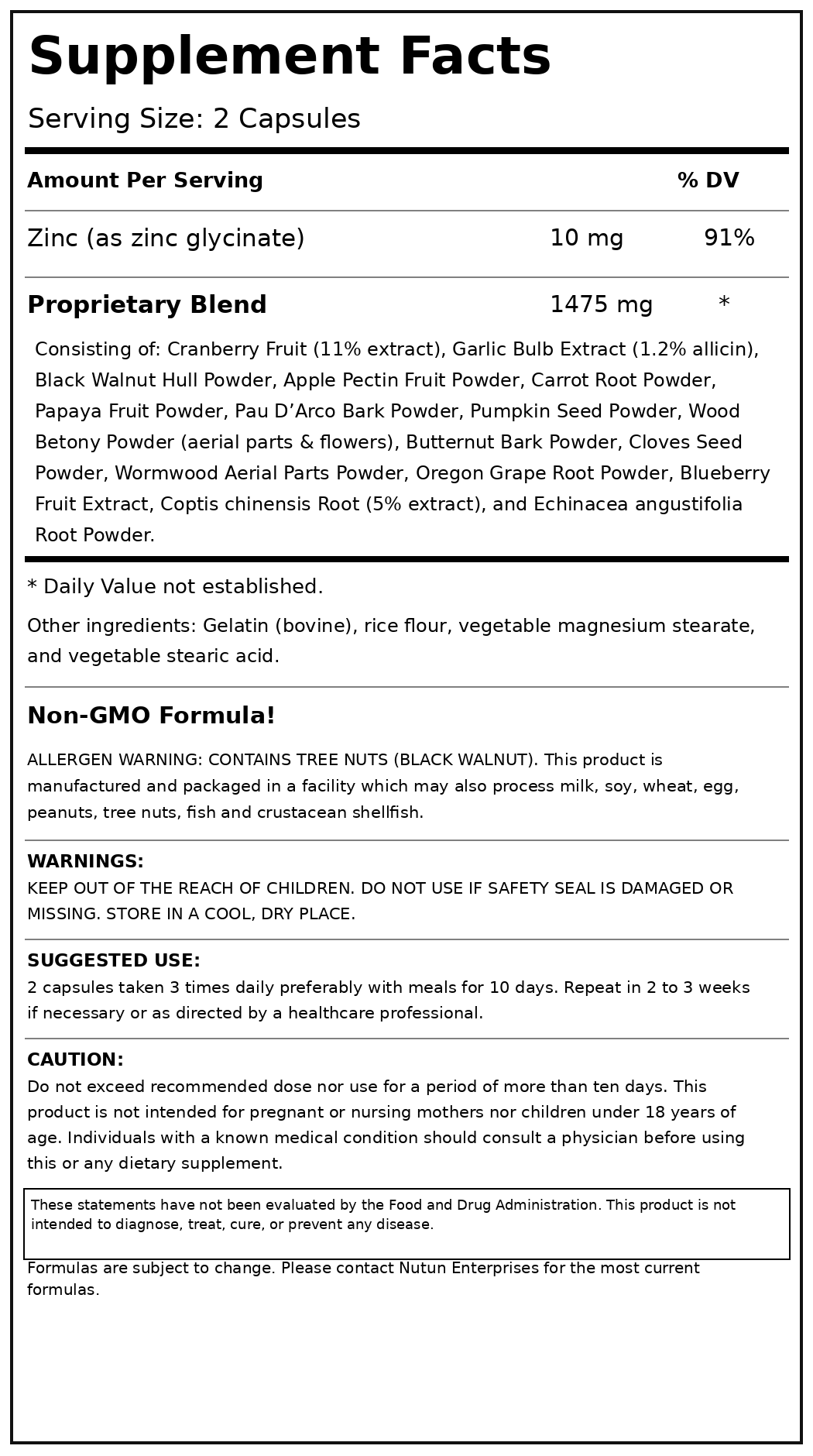 Private Label Parasite Complex Supplement Facts Wholesale Distributor