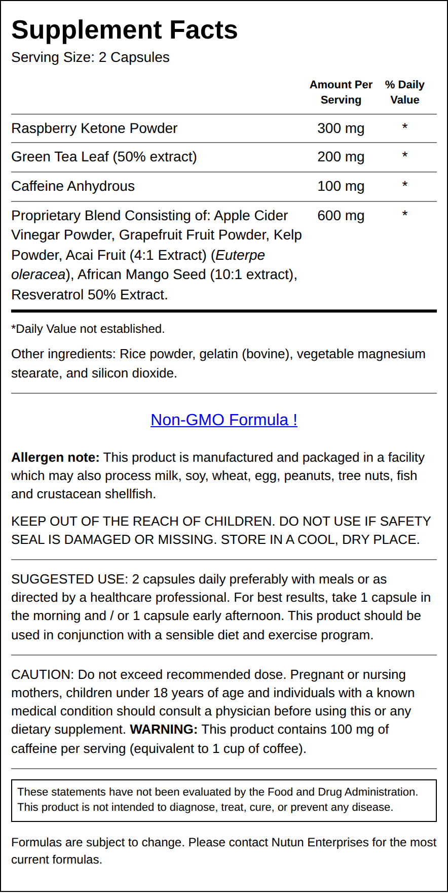 Private Label Raspberry Ketone Complex Supplement Facts Wholesale Distributor