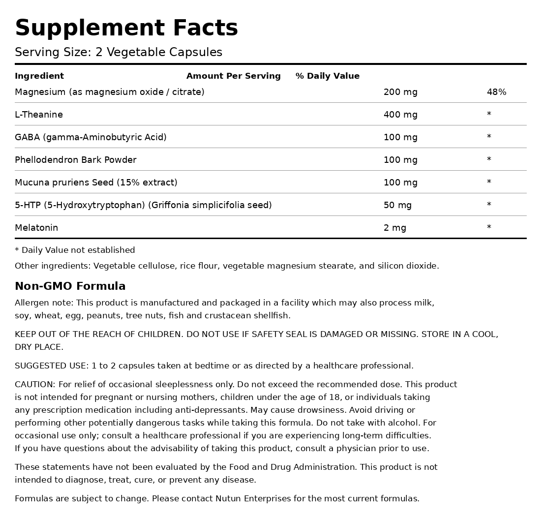 Private Label Sleep Formula Supplement Facts Wholesale Distributor