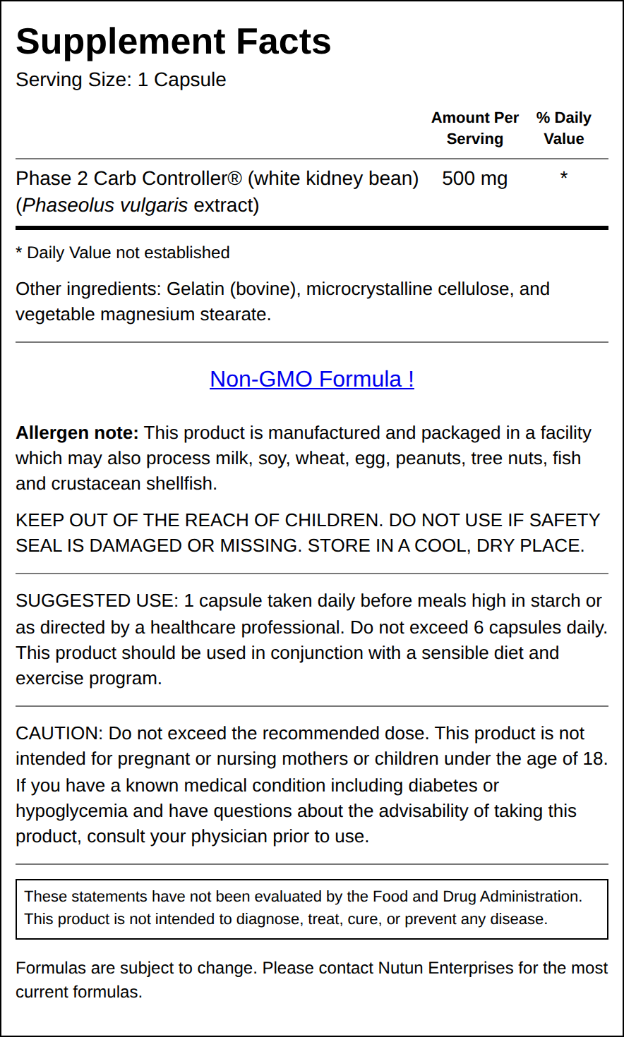 Private Label White Bean Extract Starch Blocker Supplement Facts Wholesale Distributor