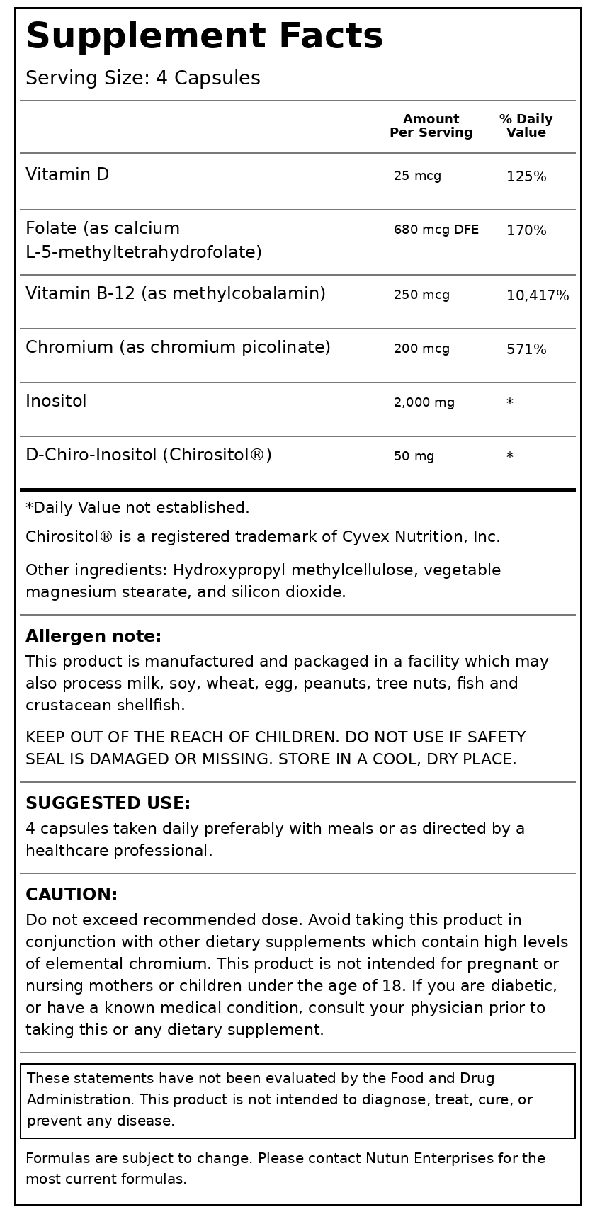 Private Label Womens Inositol Synergy Blend Supplement Facts Wholesale Distributor